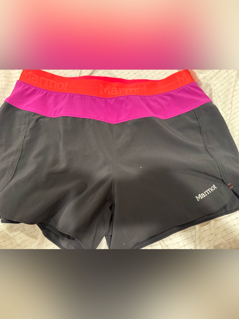 Marmot Women's black Athletic Shorts with Colorblock Waistband